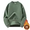 Sudadera Casual de Cuello Redondo Estilo Japonés y Coreano para Comercio Exterior Transfronterizo, Nueva Colección Otoño e Invierno, Forrada de Felpa, Gruesa, Color Sólido, Personalizable, Holgada, Versátil, Manga Larga