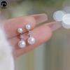 Brincos de Pérola Retrô Simples Versátil Francês Femininos Novos Explosivos Exquisitos Brincos de Zircônia Design de Nicho