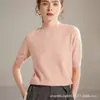 Top de cachemir para mujer de manga corta, 100% cachemir puro, nueva moda, cuello semi-alto, jersey, color liso, corte holgado, capa base de punto, manga corta