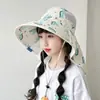 Chapéu de Proteção Solar Infantil Primavera e Verão Aba Larga Malha Respirável Chapéu de Sol Chapéu com Proteção de Pescoço Anti-UV
