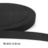 Elástico preto e branco com acabamento contrastante, cós elástico para calças, roupas e roupas de boneca, acessório DIY, poliéster elástico
