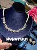 Joia Rosa Amarela Estrela Brilhante Nuvem Pérola Branca Australiana Diamante Cintilante Colar Conjunto de Brincos Pérola concha Fogos de Artifício Banquete de Luxo