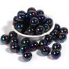 Cuentas redondas acrílicas de 16 mm con baño UV de colores, agujero recto, bicolor, con efecto nube, dispersas, accesorios de joyería para cadena de teléfono móvil DIY