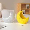 Molde Caixa de Armazenamento Lua com Padrão em Relevo DIY Feito à Mão Gesso Cimento Caixa de Joias Decoração de Casa Molde de Silicone