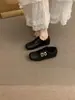 Hebilla de cinturón retro estilo francés, zapatos Birkenstock de suela blanda, forrados de felpa para abrigar, mocasines de algodón, zapatos de vestir para mujer