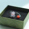 Anel Borboleta Esmaltada Zibo Joias de Vidro Artesanais Cristal Design de Nicho Presente de Aniversário para Melhor Amiga Flor Eterna