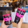 Alto valor Yan Alphabet Cup Internet Famous Ins Wind Double Drink Glass Student Couple Copo de sucção Isolamento térmico Leak-proof Cup Set