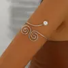 Comercio Exterior Transfronterizo Nuevo Estilo Metal Geométrico Enroscado Pulsera de Brazo Redonda Pulsera de Brazo Doble Círculo Imitación Perla Bobina Antimosquitos Creativa