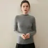 Nuevo suéter de cachemira 100% de cuello medio para mujer, suéter de punto tipo pullover base de cachemira pura, corte ajustado y favorecedor