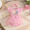 Verano Niña Dulce Sin Mangas Encaje Malla Triangular Falda Flor de Encaje para Recién Nacido Vestido de Culo