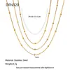 Colar em camadas personalizado de três camadas transfronteiriço Europa e Estados Unidos aço inoxidável banhado a ouro 18K colar de corrente cobra multicamadas com contas à prova d'água em estoque