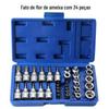 Conjunto de 34 Peças de Soquete Torx Flor de Ameixeira 3/8" Chave Catraca Conectada a Parafuso Hexagonal 5/16" Ferramenta Combinada