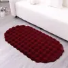 Alfombra Ovalada Espesa de Felpa de Pelo de Conejo Color Crema Alfombrilla para Mesita de Noche de Dormitorio Felpa de Burbujas Esterilla para Mirador Cojín para Mesa de Café Sofá
