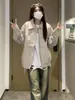 Maillard usar estilo Hong Kong casaco de couro marrom feminino outono e inverno retrô americano solto doce legal jaqueta de couro PU de motocicleta