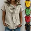2026 Camiseta de Poliéster para Comercio Exterior Transfronterizo Camisa Casual de Verano para Mujer de Manga Corta en Color Caqui, Amarillo, Verde