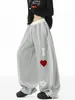 Pantalones de Chándal con Corazón y Tres Rayas Estilo Jennie para Hombre y Mujer, Diseño de Otoño de Alta Resistencia, Pantalones Casuales de Pierna Ancha