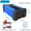 Inversor de onda sinusoidal enchufe de calibre estadounidense DC 12V a 110V AC conversión batería de coche energía solar