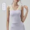 Roupa de Yoga Malha Costurada Colete de Yoga para Mulheres Verão Slim Fit Pilates Treinamento Colete Fitness Top Esportivo