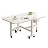 Mesa plegable para uso doméstico, adecuada para apartamentos de alquiler, una mesa de comedor plegable sencilla para espacios pequeños, con ruedas para facilitar el movimiento y un diseño plegable de empujar y tirar