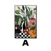 Pintura Decorativa Moderna Simples para Hall de Entrada Vaso de Planta Verde de Luxo Leve Pintura para Pendurar na Parede de Fundo do Sofá da Sala de Estar Mural para Restaurante