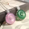 Pendente Ping An Kou Rosa Flor de Cerejeira Ágata Natural Incrustada Corrente de Clavícula Pingente Design de Nicho de Luxo