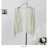 Cárdigan de Punto Coreano con Cuello Redondo, Huecos y Ganchillo, Manga Larga, Protector Solar, Verano, Delgado, Color Sólido, Holgado, Ajuste Delgado, Top, Blusa