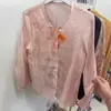 Camisa Bordada de Cuello Redondo Estilo Francés, Clima Soleado de Verano, Rejuvenecedora, Nuevo Estilo de Primavera, Camisa Base de Seda Xiangyun de Rayón con Protección Solar