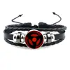 Venda Quente Transfronteiriça Pulseira de Pedra do Tempo Naruto Mori Corda de Mão Trançada de Couro Preto Multicamadas Atacado