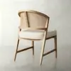 Silla de Comedor de Madera Maciza Estilo Nórdico Silla para Mesa de Té Estilo Tronco Silla con Respaldo de Ratán para Hotel de Diseño B&B