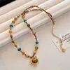 Cadena de Suéter Apilada de Doble Capa de Piedra Ojo de Tigre para Mujer Retro Nueva Popular Otoño e Invierno Collar Joyería de Nicho de Alta Gama