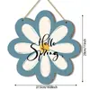 Enfeites Pendentes para Decoração de Casa, Placa Redonda de Madeira de Boas-Vindas Floral de Primavera, Placa Decorativa Criativa para Jardim