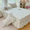 Faldón de cama de encaje estilo princesa, una sola pieza, oculta la parte inferior, nuevo modelo 2026, algodón puro, cubrecama de algodón completo, cubierta a prueba de polvo con borde de falda