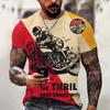 Camiseta de verano de talla grande para hombre de manga corta transfronteriza, nueva camiseta de cuello redondo holgada con estampado digital de motocicleta