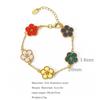 Pulsera de Aleación Estilo Coreano Flor Cinco Oro Trébol de Cuatro Hojas para Mujer, Versátil y Buena Suerte, Moderna, Lujo Ligero y Pulsera de Alta Gama