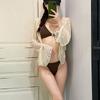 Traje de baño para mujer estilo chica caliente sexy vacaciones aguas termales popular en internet deseo puro chica dividido de cuatro piezas playa junto al mar traje de baño