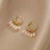 Pendientes de Borla de Perlas de Agua Dulce con Forma de Arroz para Mujer, Pendientes Estilo Retro de Hong Kong, Sencillos y Elegantes, Pendientes de Botón y Accesorios de Moda Tendencia