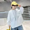 Sudadera Camiseta de Manga Larga de Algodón para Niños Primavera 2026 Nueva Primavera y Otoño Ropa Básica para Niños Grandes Color Sólido Camiseta Fina Moderna