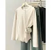 Ropa para Mujer Talla Grande de 200 jin Otoño Nuevo Simple Adelgazante Corte 3D Abertura Manga Larga Camiseta Base 1263