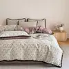 Juego de Cama de Cuatro Piezas de Algodón Puro Clase A, Sensación de Lujo Ligero y Gama Alta, Funda Nórdica Premium, Sábana Bajera 100% Algodón, Estilo Retro Francés