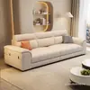 Sofá de Tecido para Sala de Estar, Design Simples de Linhas Retas, Couro Resistente a Arranhões de Gato, Madeira Maciça, Apartamento Pequeno, Tecido Tecnológico, Sofá Fácil de Limpar, Acessível para Moradia Alugada