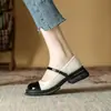 Sapatos Pequenos de Couro Mary Jane para Mulheres 2024 Novo Estilo Pequena Fragrância Primavera e Verão Sapato Retro Bico Redondo Solado Grosso Boca Rasa Salto Médio