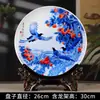 Prato de artesanato em porcelana azul e branca Jingdezhen feliz muitos prato decorativo de cerâmica prato pêndulo pode imprimir padrão figura cabeça logotipo