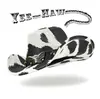 Sombrero Vaquero Retro Cabeza de Vaca Vaca Vaca Patrón de Vaca Blanco y Negro Sombrero Vaquero del Oeste Americano Sombrero Vaquero de Ala Ancha Americano