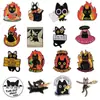 Serie de Gatos Negros de Ojos Grandes Creativos Transfronterizos Insignia de Metal Pintado Animal de Dibujos Animados Versátil Joyería de Letras Broche