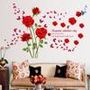 Sk9195A Rosa Roja Romántica Decoración de Pared de Fondo para Habitación de Boda Sala de Estar Dormitorio Sofá Mesita de Noche Pegatina de Pared