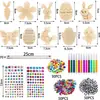 Set de Manualidades de Rodaja de Madera con Dibujos Animados de Pascua Transfronterizos para Pintar y Garabatear DIY Infantil Soporta Dropshipping y Etiquetado
