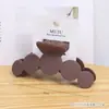 Porta tarjetas de goma de alta calidad, gran pinza para el pelo, horquilla marrón sencilla, código de barras, accesorios para el cabello, clip de tiburón para la parte posterior de la cabeza