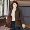Chaqueta con Capucha Acolchada de Algodón para Madres de Mediana Edad y Mayores con Terciopelo Granulado, Estilo Nuevo Moderno y Elegante, Forrada de Polar, Engrosada, Transpirable y Cálida