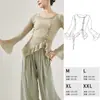Ropa de Baile para Mujer Adulta Invierno Práctica Corporal Moderna Manga Larga Mariposa Rosa Malla Danza Clásica China Top