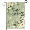 2026 Bestseller de Amazon Primavera y Verano Bandera de Jardín Margarita Floral Gato Negro Decoración de Jardín Exterior Bandera de Jardín de Lino